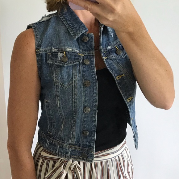 Jackets & Blazers - Distressed Denim Vest